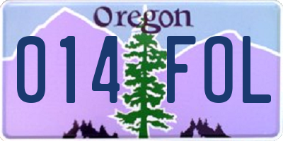 OR license plate 014FOL