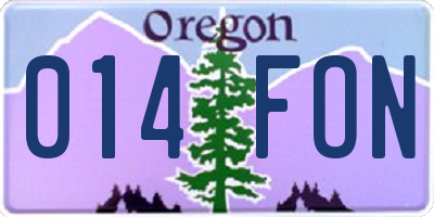 OR license plate 014FON