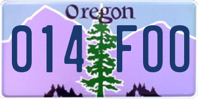 OR license plate 014FOO