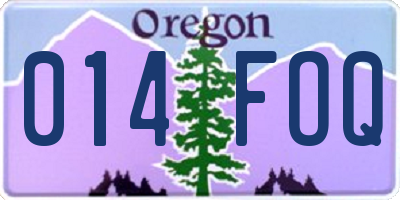 OR license plate 014FOQ