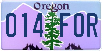 OR license plate 014FOR