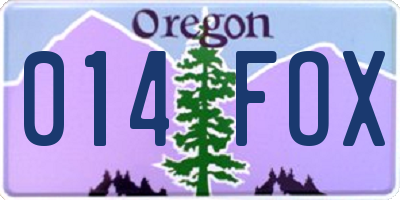 OR license plate 014FOX