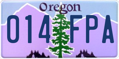 OR license plate 014FPA