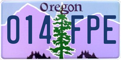 OR license plate 014FPE