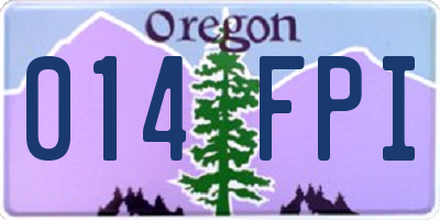 OR license plate 014FPI