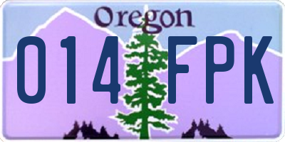 OR license plate 014FPK