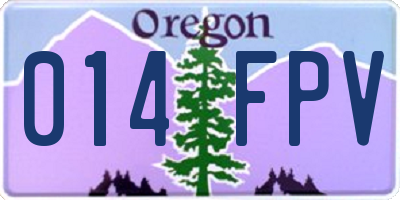 OR license plate 014FPV