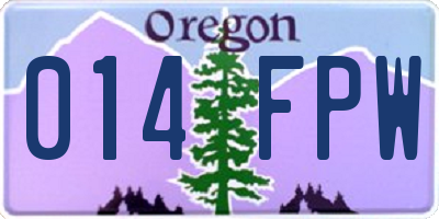 OR license plate 014FPW