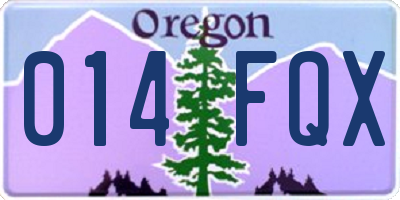 OR license plate 014FQX