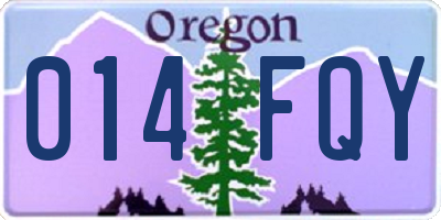 OR license plate 014FQY
