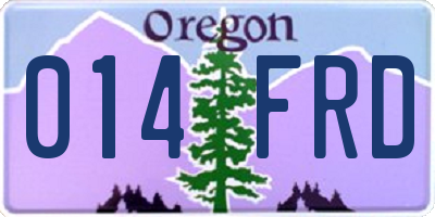 OR license plate 014FRD