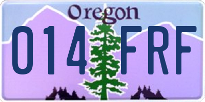 OR license plate 014FRF