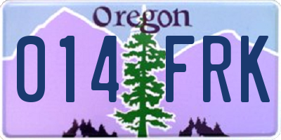 OR license plate 014FRK