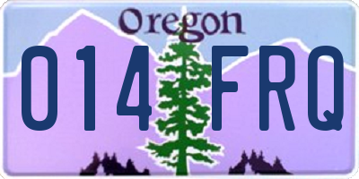 OR license plate 014FRQ