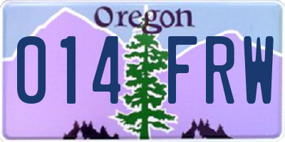 OR license plate 014FRW