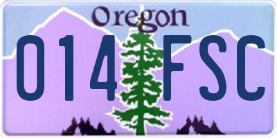 OR license plate 014FSC