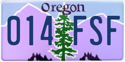 OR license plate 014FSF