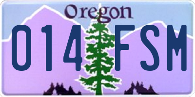OR license plate 014FSM