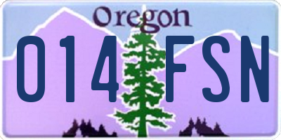 OR license plate 014FSN