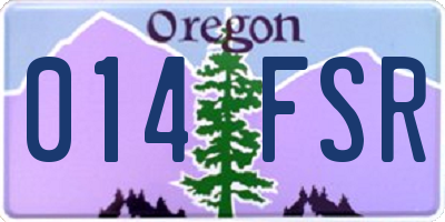 OR license plate 014FSR