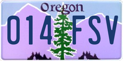 OR license plate 014FSV