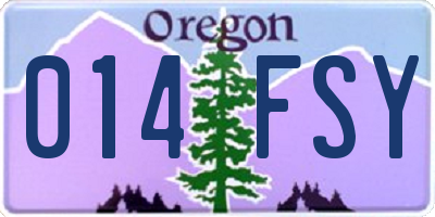 OR license plate 014FSY