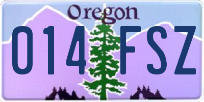 OR license plate 014FSZ