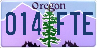 OR license plate 014FTE