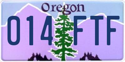 OR license plate 014FTF