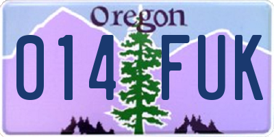 OR license plate 014FUK