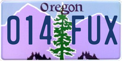 OR license plate 014FUX