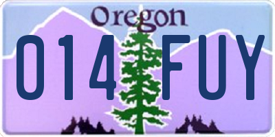 OR license plate 014FUY