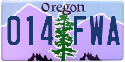OR license plate 014FWA