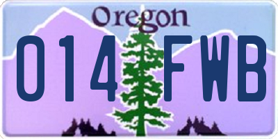 OR license plate 014FWB