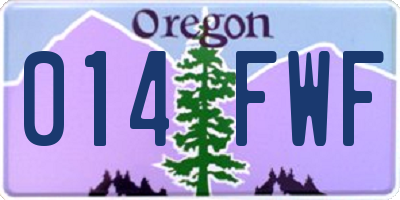 OR license plate 014FWF
