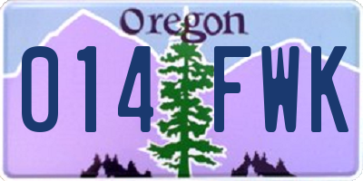OR license plate 014FWK