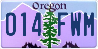 OR license plate 014FWM