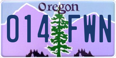 OR license plate 014FWN