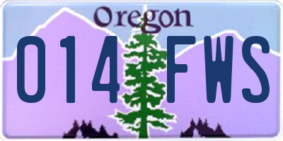 OR license plate 014FWS