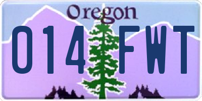 OR license plate 014FWT