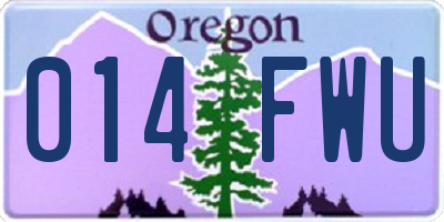 OR license plate 014FWU