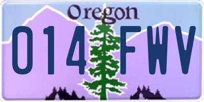OR license plate 014FWV