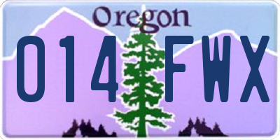 OR license plate 014FWX
