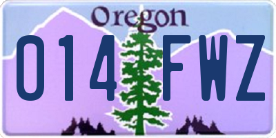 OR license plate 014FWZ