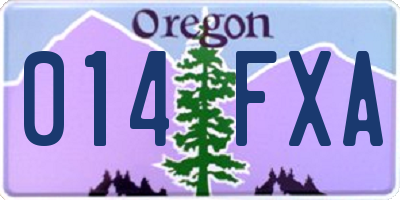 OR license plate 014FXA