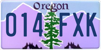 OR license plate 014FXK