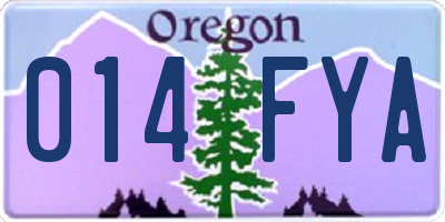 OR license plate 014FYA