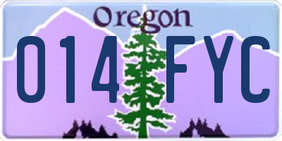 OR license plate 014FYC