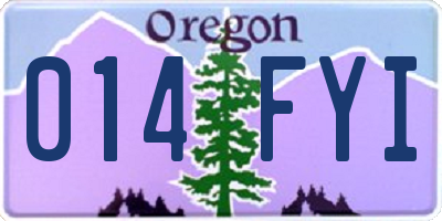 OR license plate 014FYI