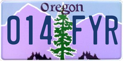 OR license plate 014FYR